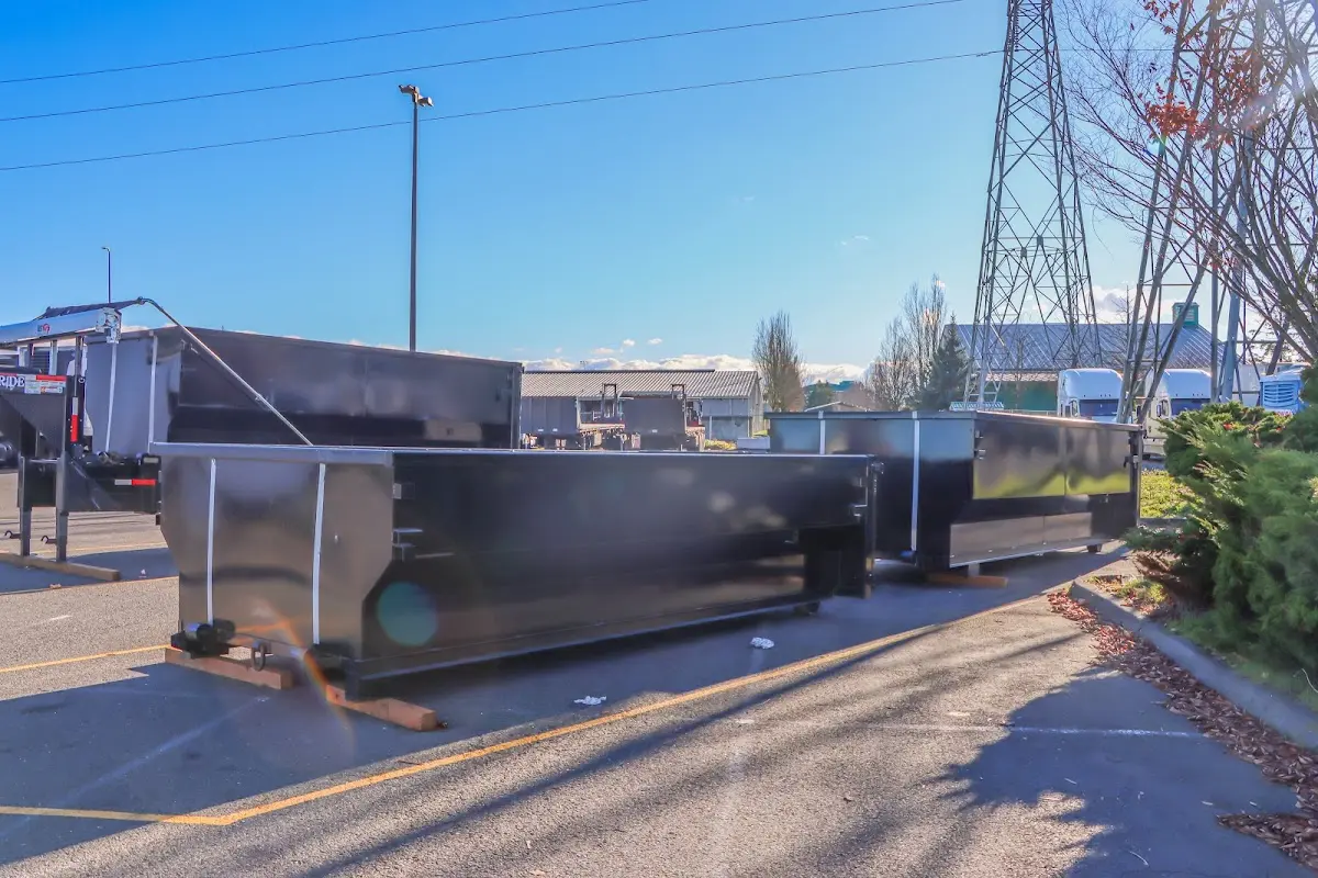 Roll-off dumpster ready for waste disposal at job site for Yard Waste Dumpster Rental in Corrales